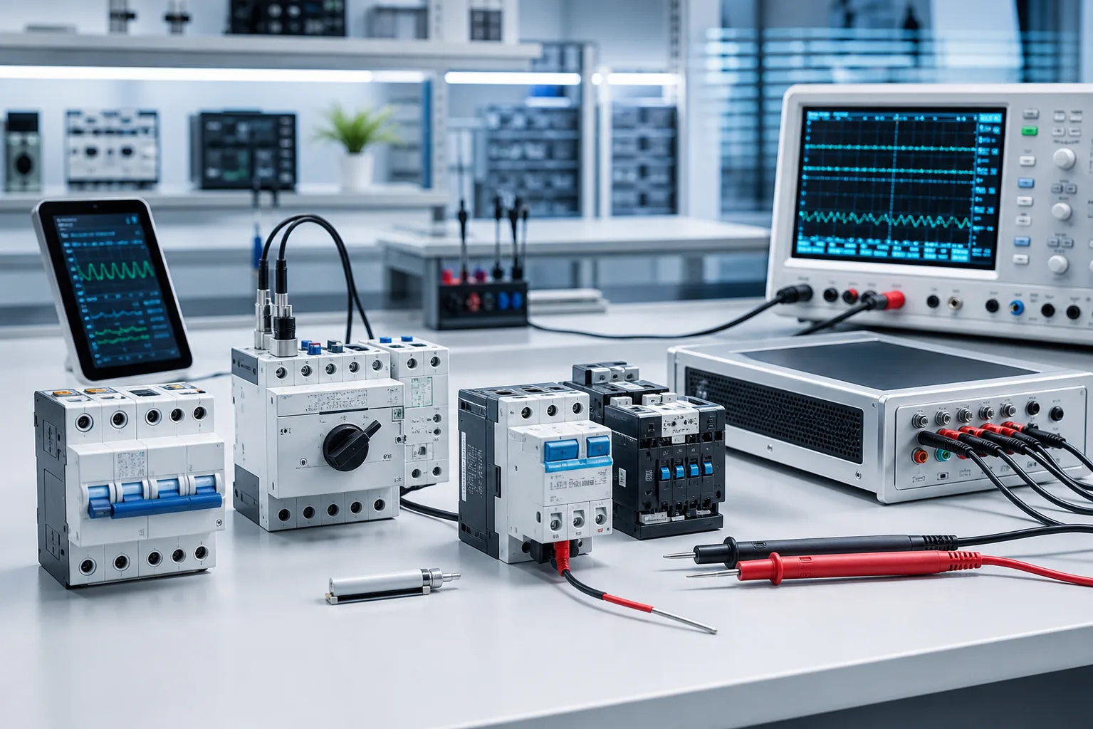 Electrical devices at a testing station